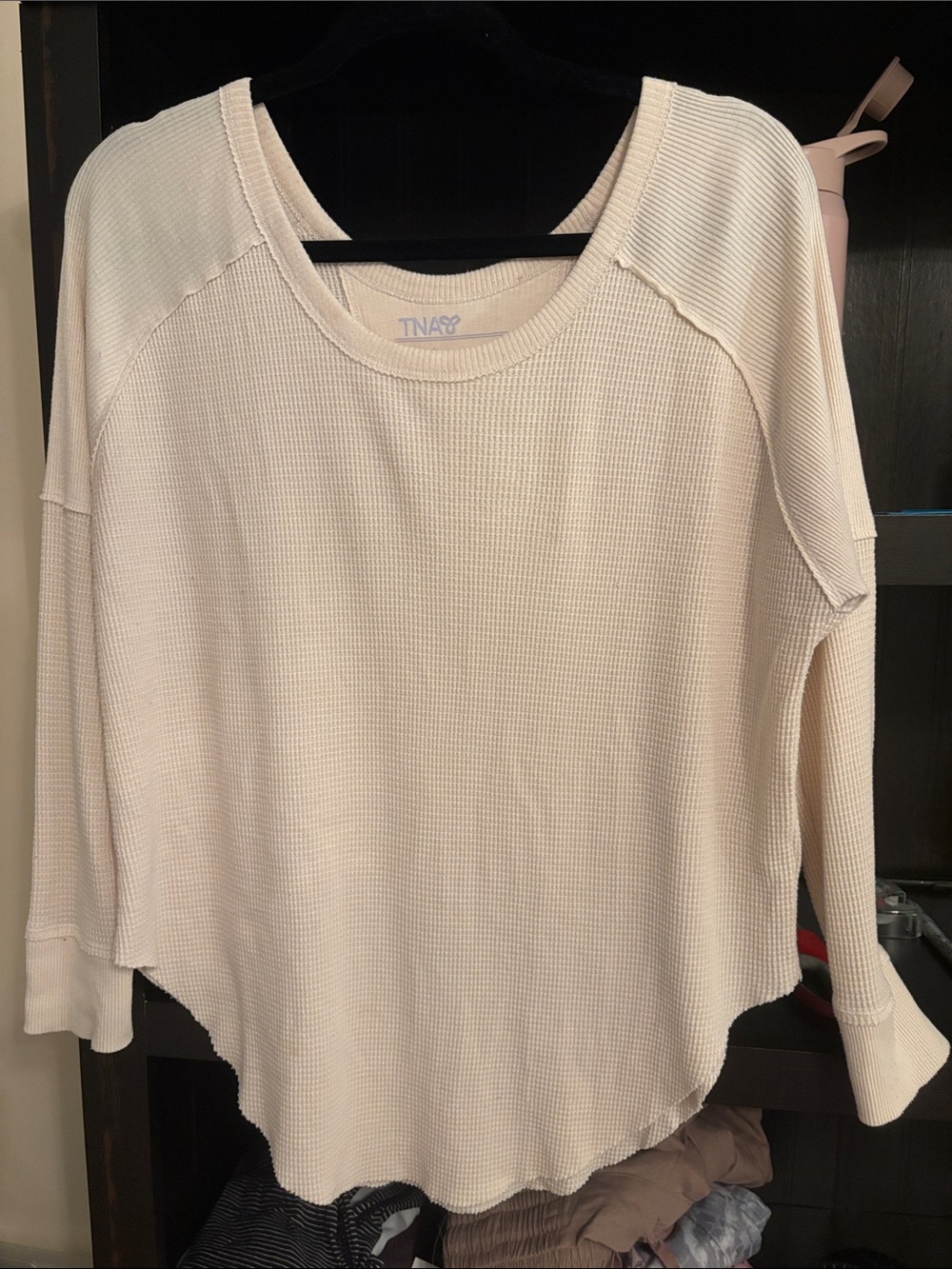 TNA Cream Waffle Knit Long Sleeve Tee